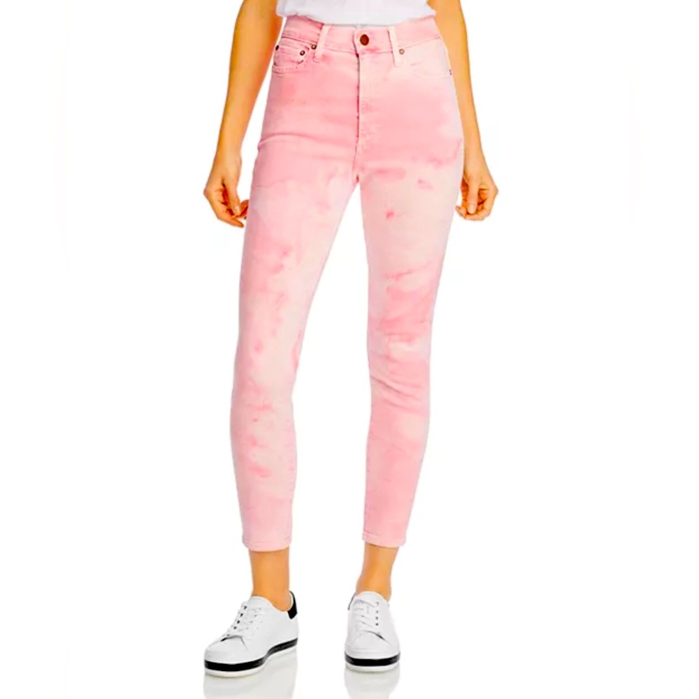 ALICE + OLIVIA High-Rise Good Tie Dye Skinny Jeans Crystal Cloud Pink Size 29